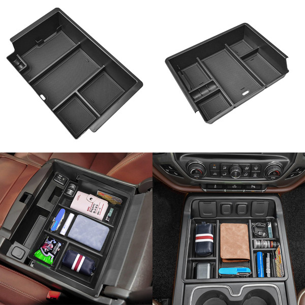 2PCS Center Console Organizer for 2014-2018 Chevy Silverado/GMC Sierra 1500