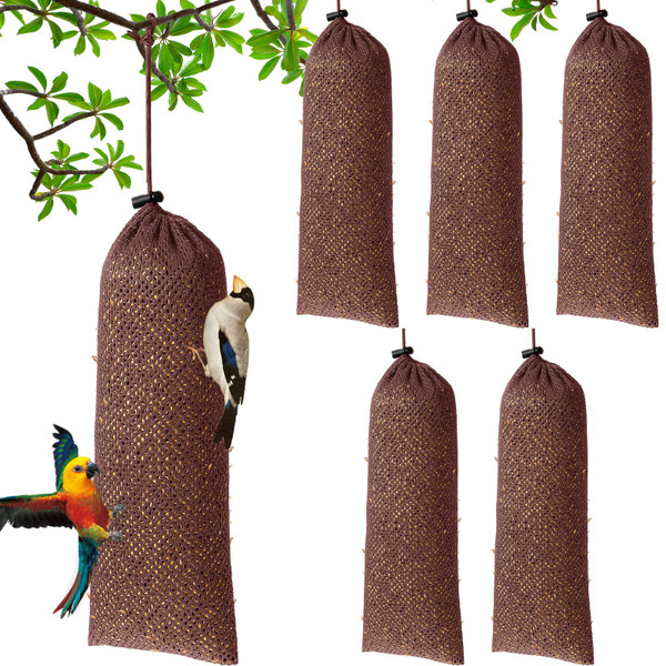 Weewooday 6 Pieces Finch Sock Feeder Thistle Seed 4.7 X 11 in,Brown