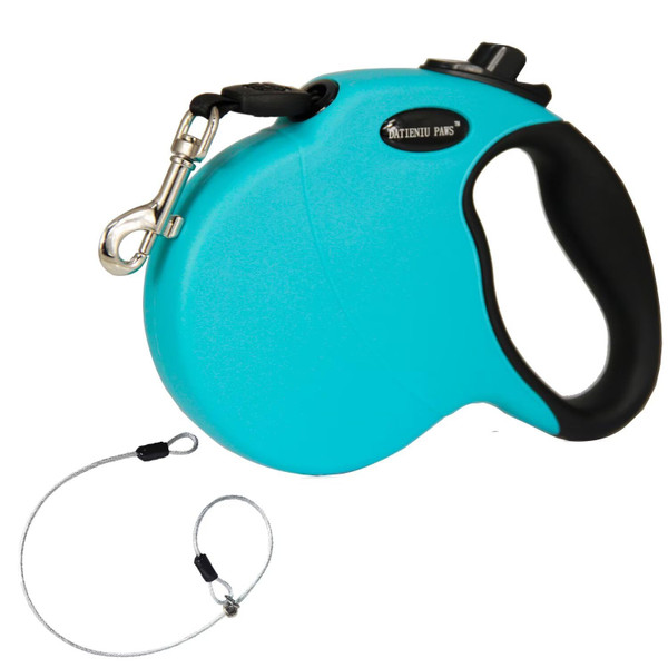 16FT Retractable Dog Leash for Large Dogs up to 110lbs with Chew Proof Steel Wire Extender, One-Hand Control, Durable & Safe Outdoor Walking Blue L