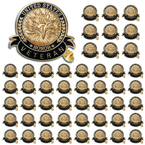 50 PCS US Veterans Day Eagle Lapel Pins - American Flag Pin Veterans Day & Memorial Day Gifts for Men and Women