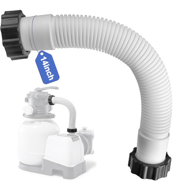 11388 Pool Sand Filter Pump Hose for Intex Sand Filter, 1.5 Inch Pool Pump Hose Replacement for Above Ground Pools & Saltwater Systems, 14 Inch Pool Hoses Interconnecting Pool Filter to Pump