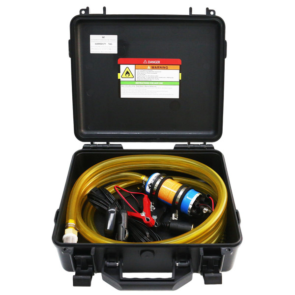 12V External Inline Fuel Transfer Pump Set, Electric Fuel Pump 100GPH High Flow, Portable Gasoline Transfer Pump Universal for Vehicles, Boats, RVs, Equipment, Gasoline, Diesel (12V-Set)