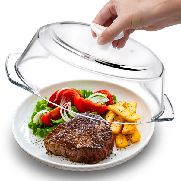 New Upgrade Glass Microwave Cover for Food with Ceramic Handle & Screw