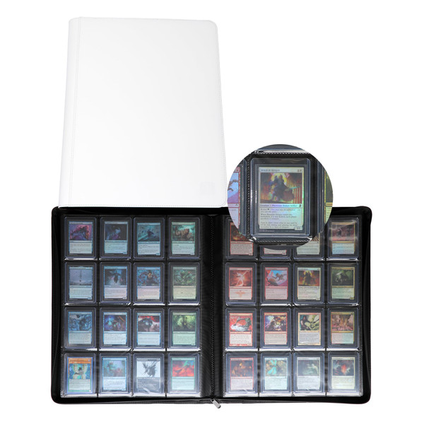 16 Pocket Top loader Binder, Holds 640 Top Loaders, Top loader Binder with Sleeves for 3'' x 4'' Top loaders - White