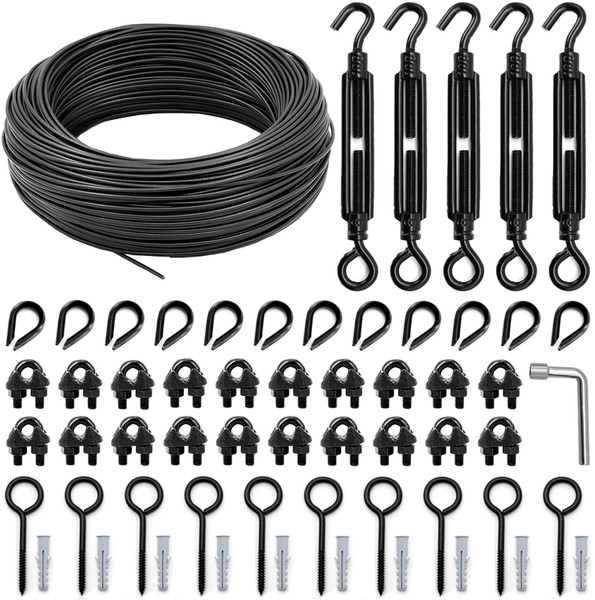 String Light Hanging Kit, All-Black Globe String Lights Suspension