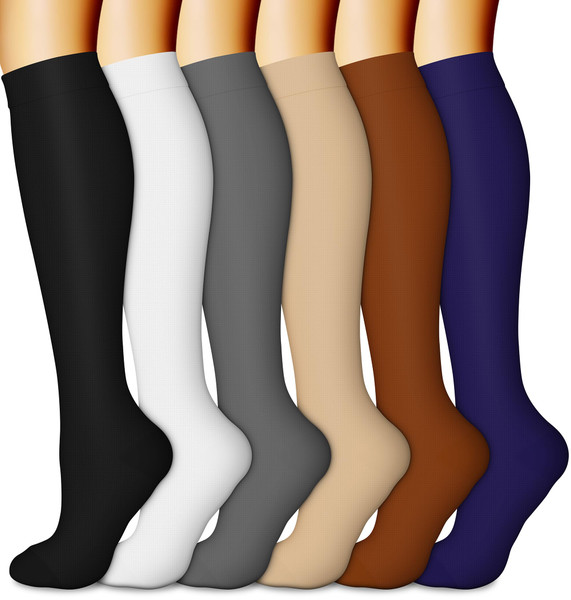 CHARMKING 6 Pairs-Compression Socks for Women & Men Circulation Best Support for Nurses, Running, Athletic,Flight Travel
