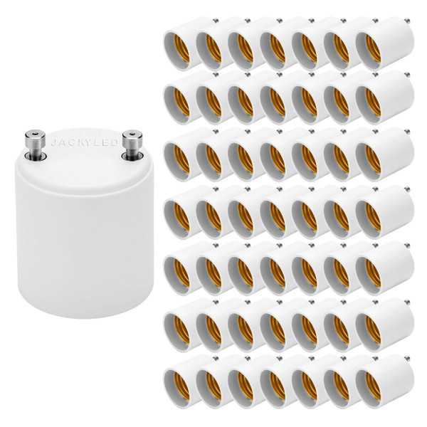 JACKYLED GU24 to E26 E27 Adapter 50-Pack Heat Resistant Up to 392℉