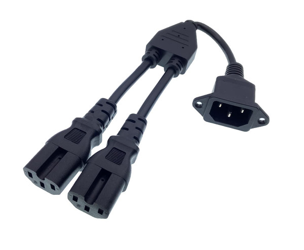 IEC320 Y Splitter Cable C14 to 2 Way C13 Kettle Lead Splitter C14 Chassis Panel Mount Power Cable for Monitors, Computers, TV, PC