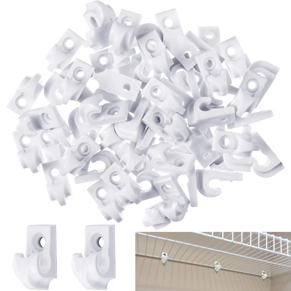 Amyhill 100 Pieces Wire Shelf Clips Down Wall Brackets Heavy Duty, White
