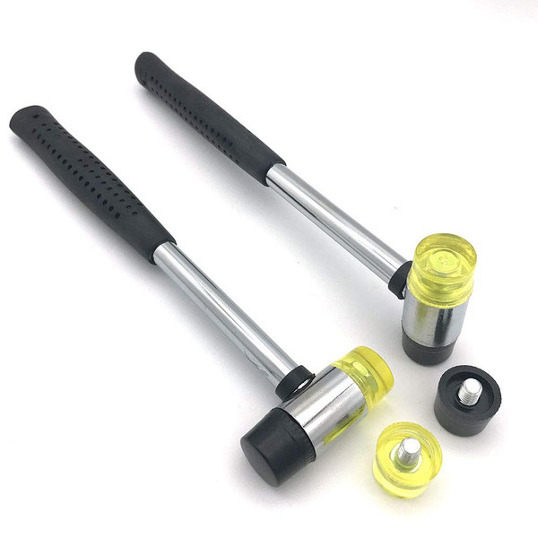 MIKMAYTOO Small Soft Mallet with 2 Head Tip for Kid or women or Light Tapping Work Double-Faced Rubber Soft Head Hammer for Jewelry Leather Wood Usage Lightweight Non-Slip (2, Small)