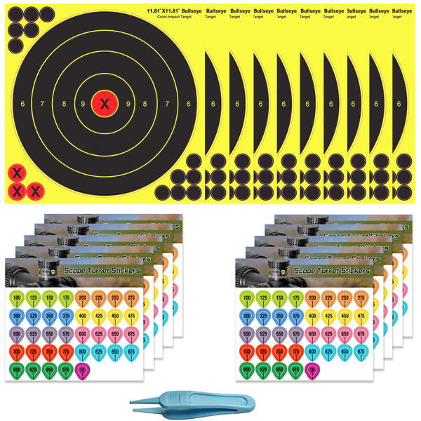 10 Pack Scope Turret Stickers and 10 Shooting Target Stickers Kit for Rifle