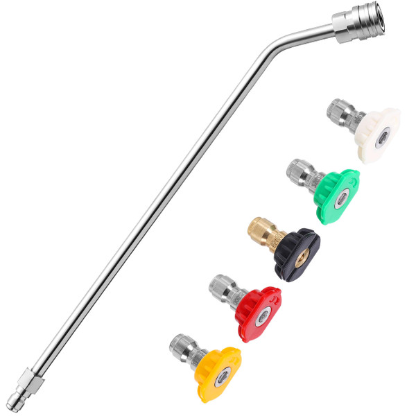 FIXFANS Pressure Washer Wand 45 Degree, Curved Extension Wand 15 Inch