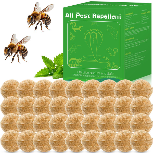 36 Pack Wasp Repellent Outdoor - Bee Repellent for Indoor Outdoor, Natural Peppermint Oil,Repels Bee, Yellow Jacket, Hornet, Wasp, Mud Dauber