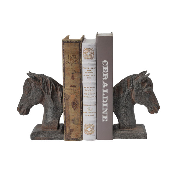 Braxio Horse Bookends Vintage Decor - Set of 2 Antique Rust Finished Horse Head Book Ends for Shelves Desk Office Decor Gifts 5.3 x 3.7 x 7 Inches