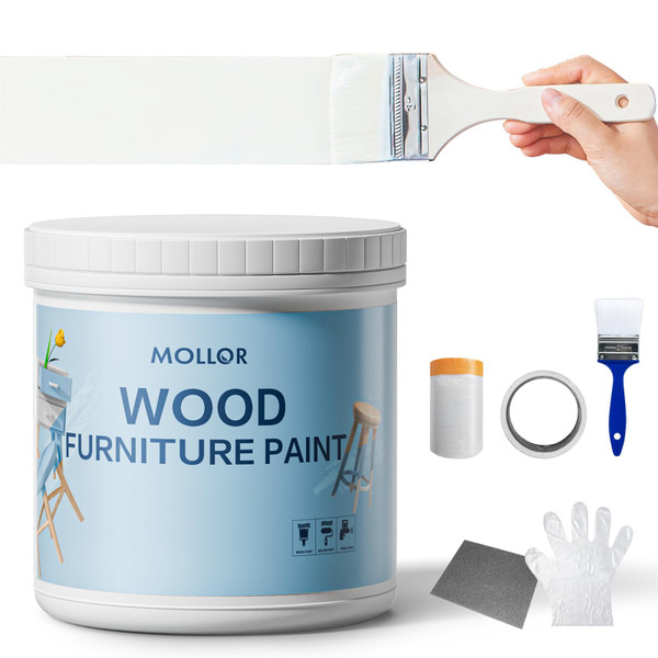 Mollor White Paint for Wood - 16 Oz Wood Furniture Paint
