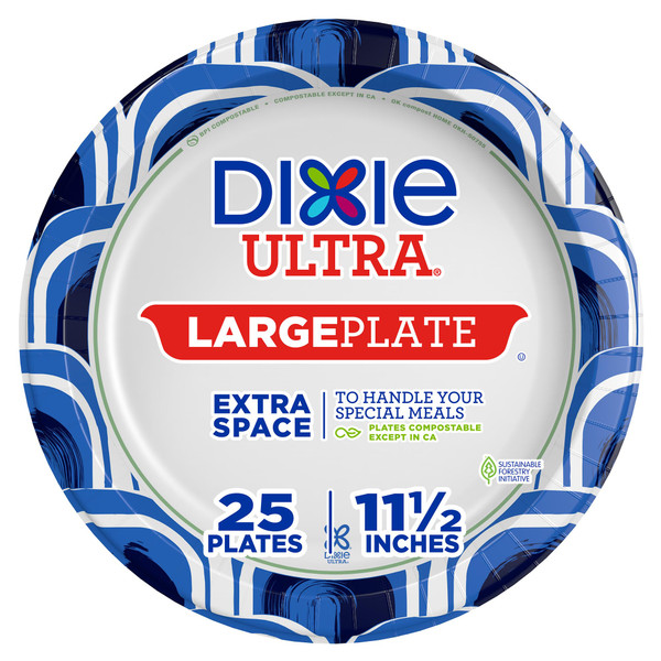 Dixie Ultra Heavy Duty Paper Plates, Large, 11-Inch, 25 Count, 3X Stronger*