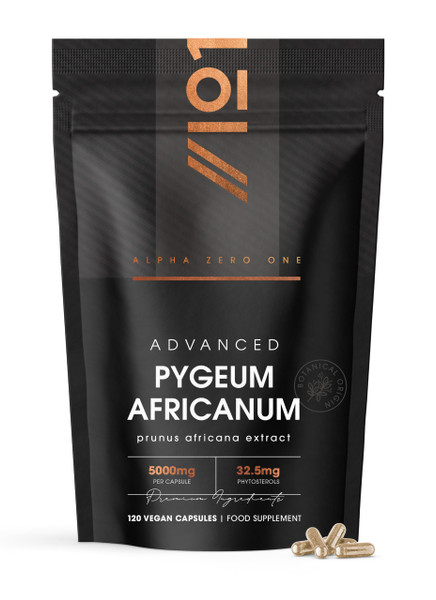 Pygeum Africanum Bark – Standardised 22% Phytosterols – 50,000mg Equivalent per Capsule - 100:1 Extract – High Strength Pygeum Bark Extract – 60 Vegan Capsules – by Alpha01