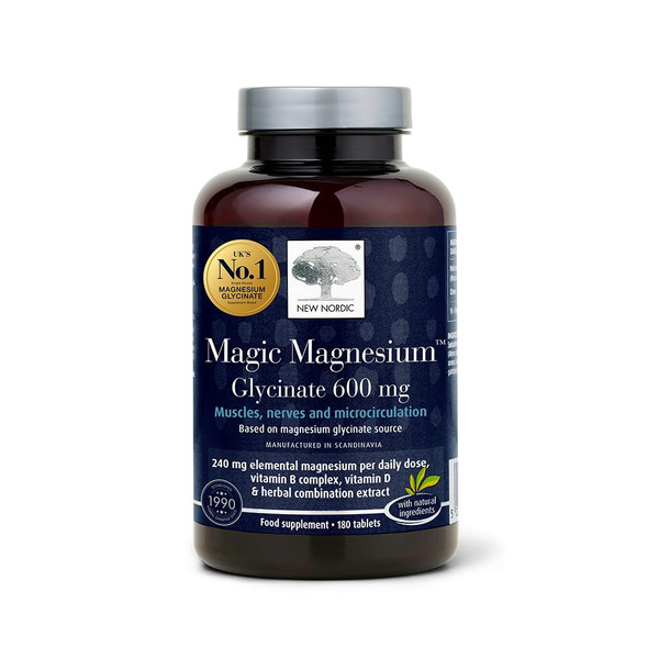 New Nordic Magic Magnesium Glycinate Tablets, Energy & Sleep Support, 180ct