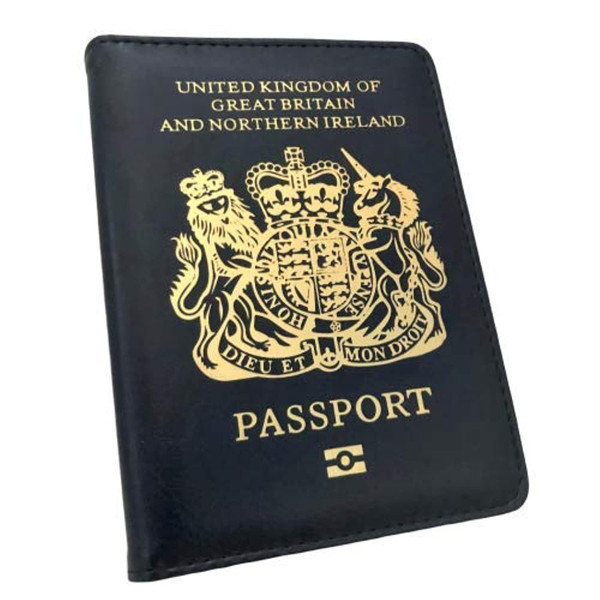 NEW RFID Blocking British Blue Passport Cover Holder Brexit Wallet Pouch UK PU Leather Protector