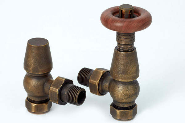 Oxford Antique Brass Angled Thermostatic Radiator Valve TRV 1/2"-15mm