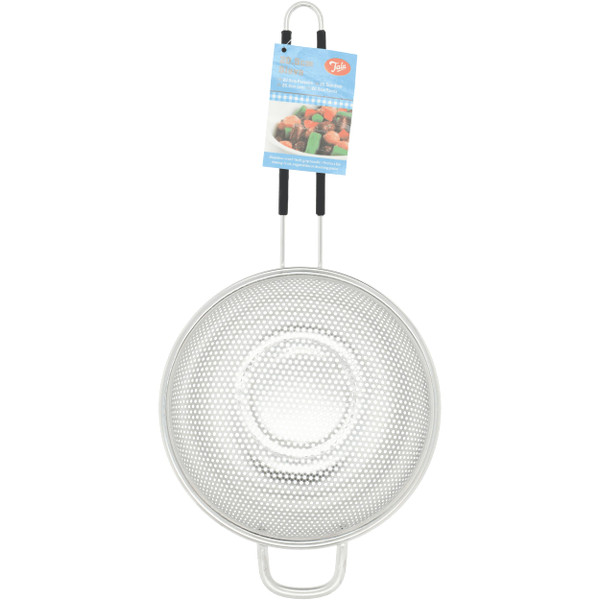 Tala 20.5cm Stainless Steel Strainer with Soft Grip Handle, Ideal for use as Colander or Sieve. Perfect for draining and rinsing Fruits and Vegetables, Pasta Rice, Pulses, Beans