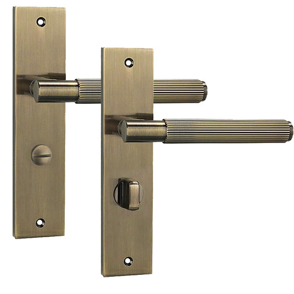Decoranddecor Hera Antique Brass Backplate Door Handles, WC Turn