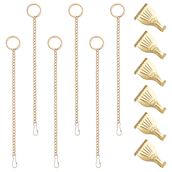 UFURMATE Picture Hanging Kit 6Pcs Picture Rail Hooks with 6Pcs Chains, Metal Rail Hanging Hooks Picture Display Hanging System for Wall Picture, Exhibition(Gold, 30CM)