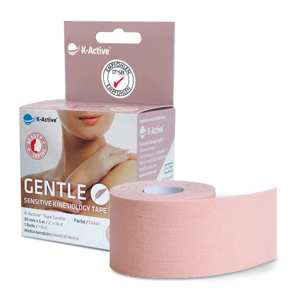 K-Active Gentle Kinesiology Tape, Extra Skin-Friendly, For Sensitive Skin & Allergy Sufferers, Sensitive Kinesiology Tape, 5 cm x 5 m, Skin