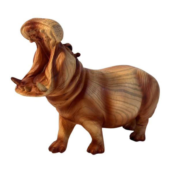 Thorness FEARSOME HIPPOPOTOMOUS IN WOOD EFFECT RESIN |Ornaments for The Home | Home Accessories | Hippo Lover Gift Birthday Friendship Gifts | Wildlife Animal Lover Gift| Hippo Statue