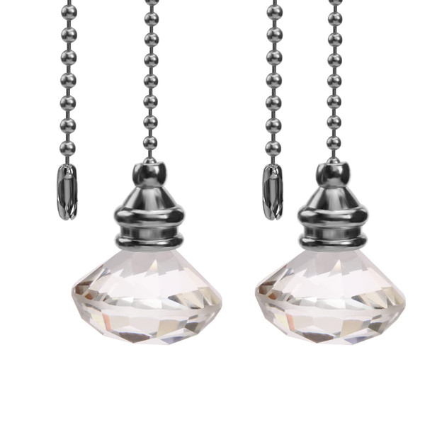 EMSea 2pcs Light Pull Chain Pull Cord Handle Chain Extension Beaded 30cm Crystal Diamond Pull Chain for Bathroom Toilet Light/Ceiling Light Fan
