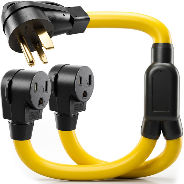50 Amp NEMA 6-50P to 2 Outlet 6-50R Y Splitter Power Cord Adapter, 3 Prong 250V Welder Splitter Power Extension Cord for EV Charger, ETL Listed STW 6 AWG 3FT
