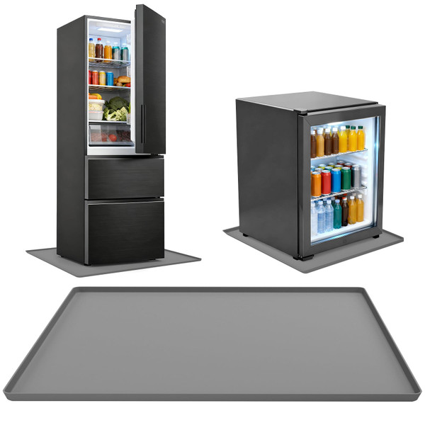 Refrigerator Mat, 23.6"X23.6" Silicone Drip Tray, Multifunctional Non-Slip Waterproof Home Appliance Mat for Refrigerator, Washing Machine, Dryer, Dishwasher,Easy to Clean, Protects Floor Gray