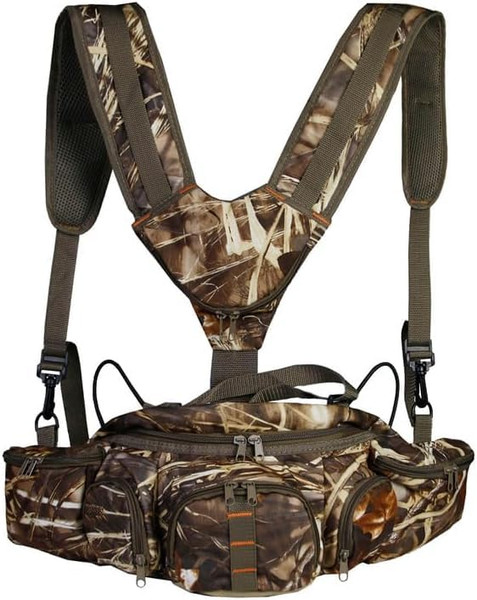 Huntvp Hunting Camo Fanny Pack with Harness Pouch Waist Bag with Shoulder Straps for Climbing Hiking Camping Running Travelling