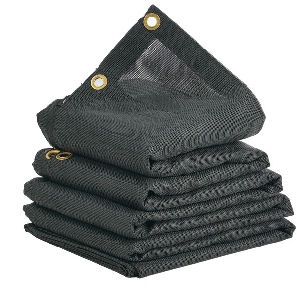 VEVOR Dump Truck Mesh Tarp, 7 x 14 ft, PVC Coated Black Heavy Duty Cover with 5.5" 18oz Double Pocket, Brass Grommets, Reinforced Double Needle Stitch Webbing Fits Manual or Electric Dump Truck System