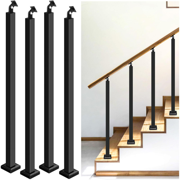 Zwinz 4 Pack Heavy Duty Steel Stair Baluster Posts, 35''H Stair Handrail