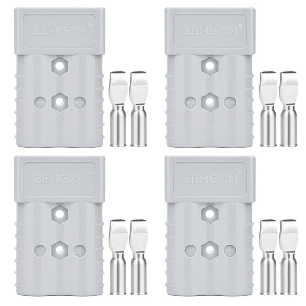 ZEHGCH 350Amp 600V Battery Cable Quick Connect/Disconnect Connector Plug Kit for Car Forklift Motor Winch Trailer (2/0AWG 4PCS Gray)
