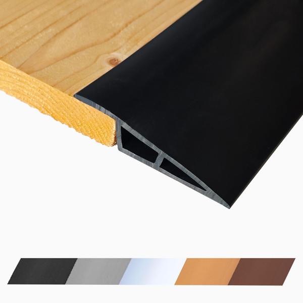 1/2" to 3/5" Height Threshold Ramp - Rubber Threshold, Floor Transition Strip, Wheelchair Ramp, Door Strip, Carpet to Tile Strip (Black, 40 inches)