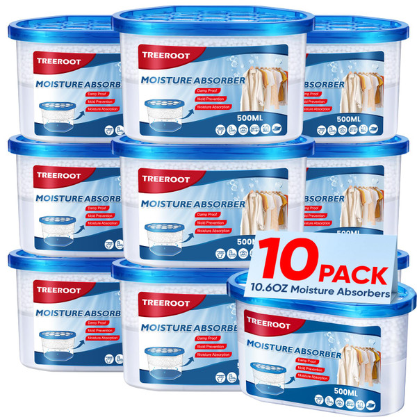 10 Pack Moisture Absorbers for Closet, 10.6 oz Humidity Absorber Bucket