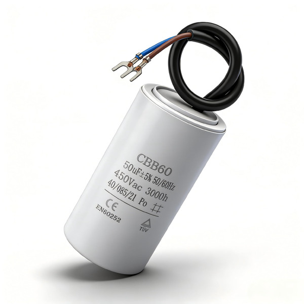 50UF MFD CBB60 Motor Run Capacitor 450VAC Volts Round Cylinder 2 Wires