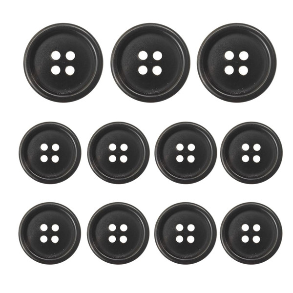 11Pcs Real Horn Buttons Set for Men Women's Blazer and Suit, 20mm Genuine Buffalo Buttons for Sport Jacket Coat Uniforms Sweaters (Black)