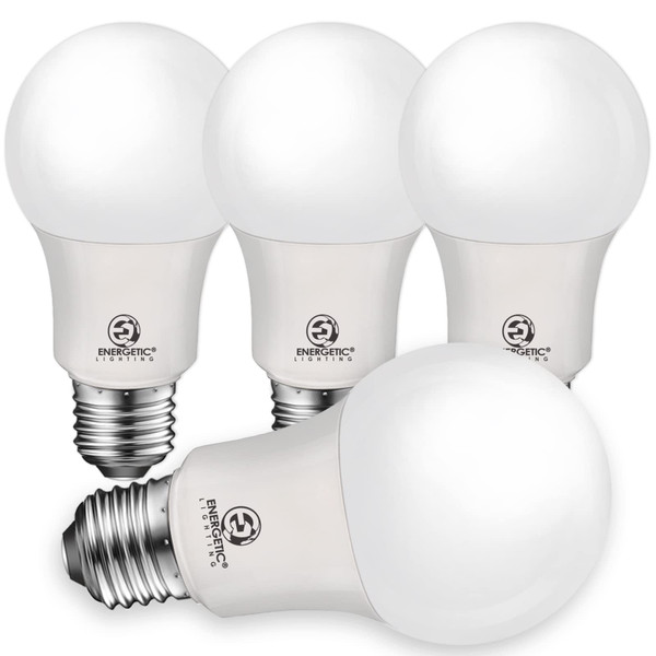 E ENERGETIC LIGHTING 40W Equivalent A19 LED Light Bulb, Soft White 2700K, ETL Listed, E26 Standard Base, Non-Dimmable LED Light Bulb, 4-Pack