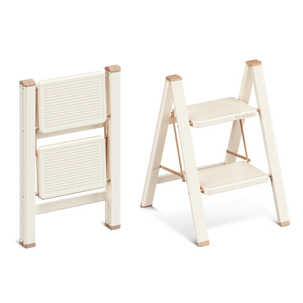 GameGem 2 Step Ladder, Folding Step Stool with Anti Slip Widened Pedal