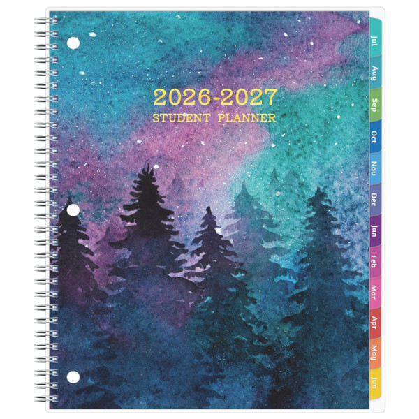 student planner 2026-2027, Weekly ＆ Monthly Academic Year Planner Calendar, Jul 2026 - Jun 2027, 8.5" x 10.5", School Planner 2026-2027 with Practical Stickers, Flexible Cover, Pocket, Laminated Tabs