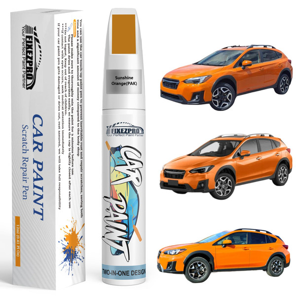 FIXEZPRO PAK Sunshine Orange Touch Up Paint for Subaru, Color Exact Match Car Paint Scratch Repair Remover Pen Kit Quick & Easy Fix Vehicle Chips and Automotive Nicks Scuff