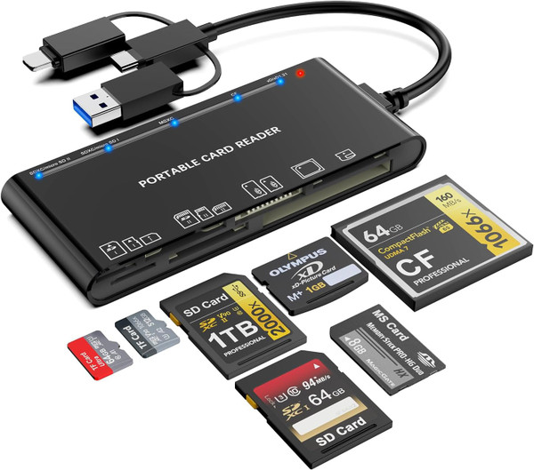 Memory Stick pro Duo Adapter, 7-in-1 SD/Micro SD/TF/XD/CF/MS Card Reader