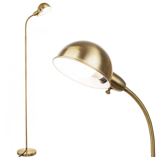 LALISU Modern Metal Reading Standing Floor Lamp with Rotatable Shade, Gold