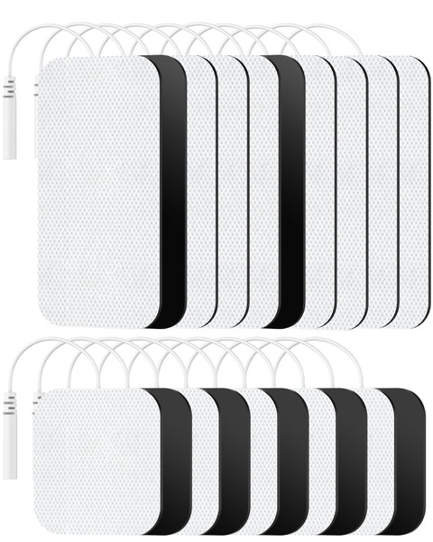 TENS Unit Replacement Pads, Nursal Reusable Self-Adhesive Electrodes Pads 20 Packs 2x2” 2x4”, Latex Free Pigtail TENS Pads, Compatible with TENS 7000, AUVON TENS, Etekcity, Nicwell Care Tens
