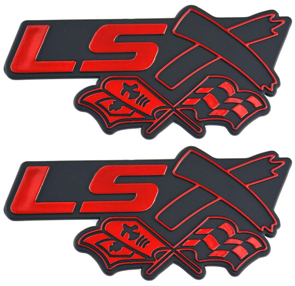Aimoll LSX Flag Airplane Emblem,3D Badge Replacement for Decal, Fender Door Trunk Hood, GM V8 Chevy Camaro Corvette CTS-V Firebird Chevelle Impala Sierra Escalade (2pcs Black Red)