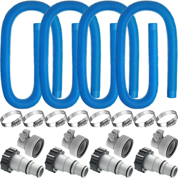 EBOOT 4 Set Pool Pump Hoses for Above Ground, 1.5" x 59", Blue