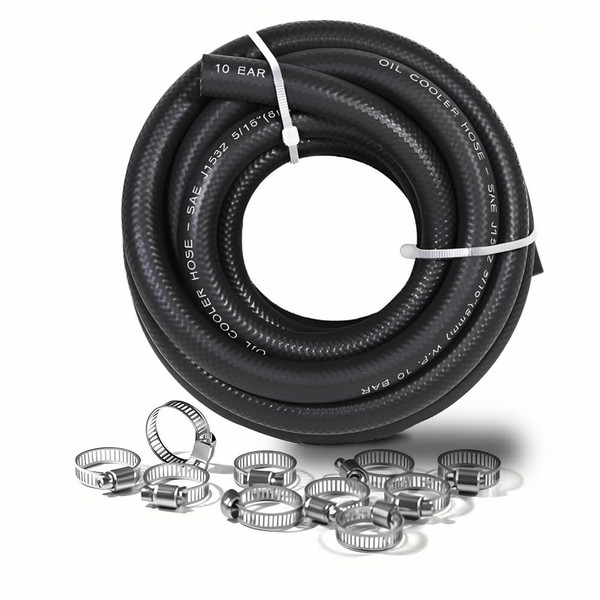 5/16 Transmission Oil Cooler Hose - J1532 Power Steering Hose 20FT with Clamps